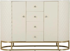 Aparador Sharon - Madeira e MDF Branco com Detalhes Dourados - 120 cm