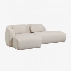 Sofá Modular Chaise Longue Esquerdo De 2 Peças Com Divã Direito Em Chenille Coquette Chenille Bege Creme - Sklum