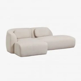 Sofá Modular Chaise Longue Esquerdo De 2 Peças Com Divã Direito Em Chenille Coquette Chenille Beige Creme - Sklum