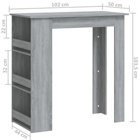 Mesa de bar c/ prateleiras derivados de madeira sonoma cinza