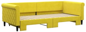 Sofá-cama com gavetão 90x200 cm veludo amarelo