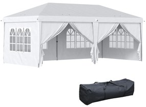 Outsunny Tenda para Festas 585x295x270 cm com Paredes Laterais Amovíveis 2 Portas com Zíper 4 Janelas e Bolsa de Transporte Branco | Aosom Portugal