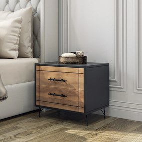 Mesa de Cabeceira Night – Nogueira / Preto – 50x55x40 cm