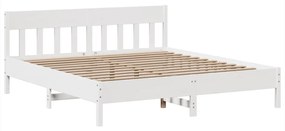 Cama sem colchão 180x200 cm madeira de pinho maciça branco