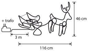 Candeeiro de pé de Natal Rena com Trenó 116cm Incl. LED com Temporizador IP44 - Sori