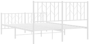 Estrutura de cama com cabeceira e pés 140x190 cm metal branco