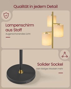 Candeeiro de pé com três lâmpadas e luminosidade ajustável 29 x 29 x 173 cm dourado-preto