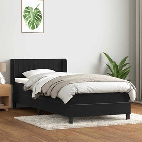 Cama com molas/colchão 90x220 cm veludo preto