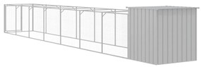 Casota cães c/ parque 110x813x110 cm aço galvaniz. cinza-claro