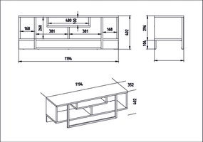 Móvel TV Asal – Noz Preto – 119,4 x 40,2 x 35,2 cm
