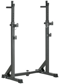 Suporte para Barras de Pesos com Largura e Altura Ajustáveis Suporte de Musculação com Estrutura de Aço 60-87x65x121-158 cm Preto