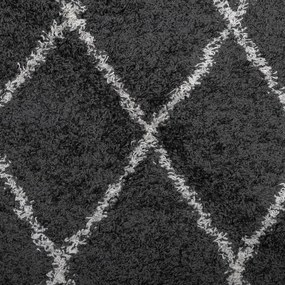 Tapete shaggy de pelo alto PAMPLONA 200x280 cm preto e creme