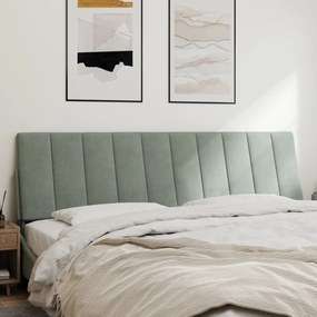 Almofadão de cabeceira 180 cm veludo cinzento-claro