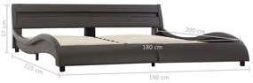 Estrutura de cama c/ LEDs 180x200 cm couro artificial cinzento