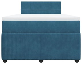 Cama boxspring com colchão 120x190 cm veludo azul
