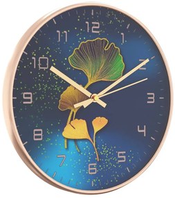 Relógio de parede Ø29,5 cm poliestireno e vidro dourado e azul
