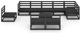 10 pcs conjunto lounge de jardim pinho maciço preto