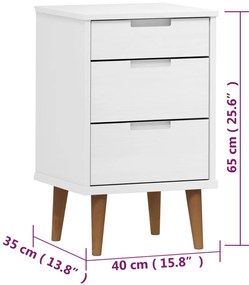 Mesa de cabeceira MOLDE 40x35x65 cm pinho maciço branco