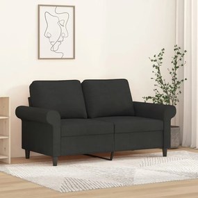 vidaXL Sofá de 2 lugares tecido 120 cm preto