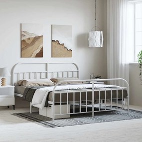 Estrutura de cama com cabeceira e pés 183x213 cm metal branco