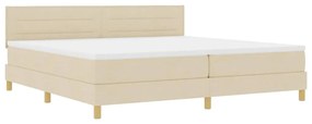 Cama Box Spring com Colchão Creme 200x200 cm Tecido