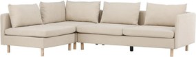 Sofá de canto Ophflou 102, Bege, 295x195x83cm, 101.5 kg, Pernas: Madeira, Madeira: Borracha
