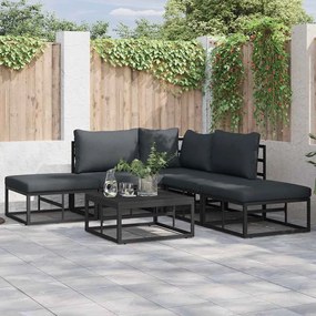 vidaXL Conjunto de Sofá de Jardim 6 pcs Preto 70 x 70 x 32 cm Alumínio