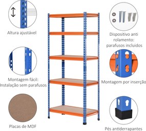 Estante com Prateleiras – Modelo Cefalù – 80x40x182 – Madeira – 6 Níve