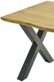 Mesa de Jantar LERMA – 180x90 cm – Base em Metal Preto e Tampo Madeira