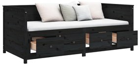 Sofá-cama 75x190 cm madeira de pinho maciça preto