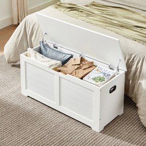 Banco sapateira com espaço de arrumação estilo campestre 40 x 100 x 46 cm Branco
