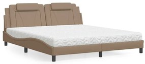 vidaXL Cama com colchão 180x200 cm couro artificial cappuccino