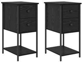 Armário de Cabeceira 2 pcs Carvalho preto 32 x 42 x 70 cm