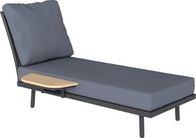 Outsunny Espreguiçadeira de Jardim com Almofadas Laváveis em Olefina e Prateleira Lateral, Estrutura Metálica, 58x137x75cm, Cinzento | Aosom Portugal