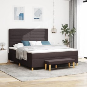 Cama Box com Colchão e Banco vidaXL Marrom Escuro 180x200 cm Tecido