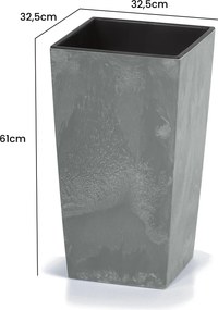 Vaso de flores Aspeto de betão 49L 32,5 x 32,5 x 61 cm cinzento