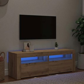 vidaXL Móvel TV c/ luzes LED derivados de madeira carvalho artisiano