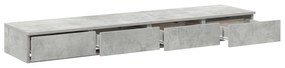 Gavetas de cama em Cinza Cimento - 135x36.5x16.5 cm Feitas de Madeira