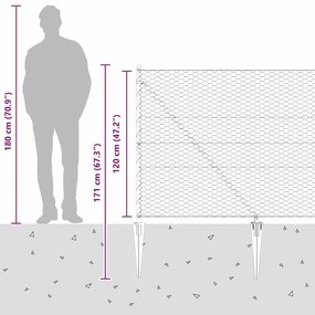 Cerca Hexagonal Cinza 1,2x50 m Aço