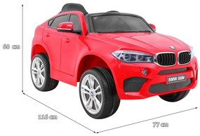 Carro elétrico para Crianças 12V BMW X6M Rodas de EVA, Assento de couro Vermelho