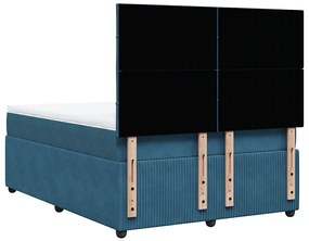 Cama com molas/colchão 140x200 cm veludo azul
