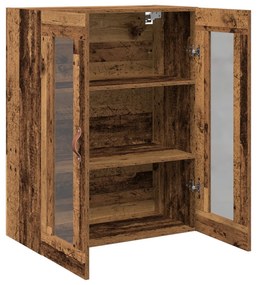 Armário de Parede com Portas de Vidro em Madeira Antiga 69,5x34x90 cm