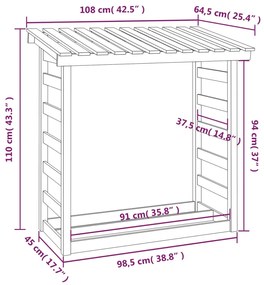 Suporte para lenha 108x64,5x110 cm pinho maciço