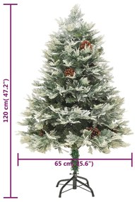 Árvore de Natal com pinhas pré-iluminada 120 cm PVC e PE verde