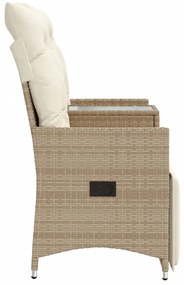 Sofá de jardim reclinável 2 lugares com mesa vime PE bege