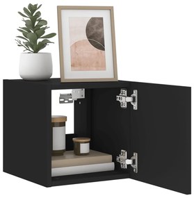 Móveis de parede p/ TV com luzes LED 2 pcs 30,5x35x30 cm preto