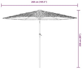 Guarda-sol de jardim com poste de aço 268x268x226 cm branco