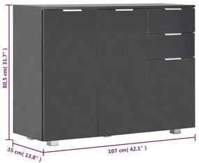 Aparador 107x35x80,5 cm preto brilhante