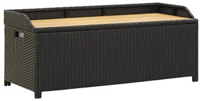 vidaXL Banco de jardim c/ arrumação 120 cm vime PE preto