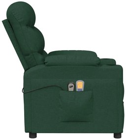 Poltrona de massagens elétrica tecido verde-escuro